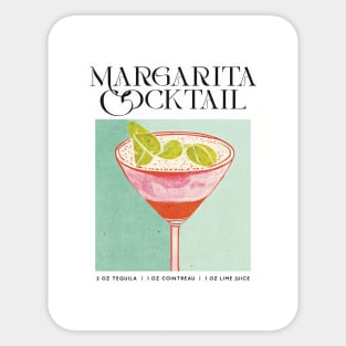 Margarita Retro Poster Turquoise Bar Prints, Vintage Drinks, Recipe, Wall Art Sticker